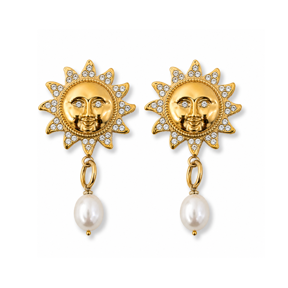 Sun Sparkle Earrings & Pearl Set